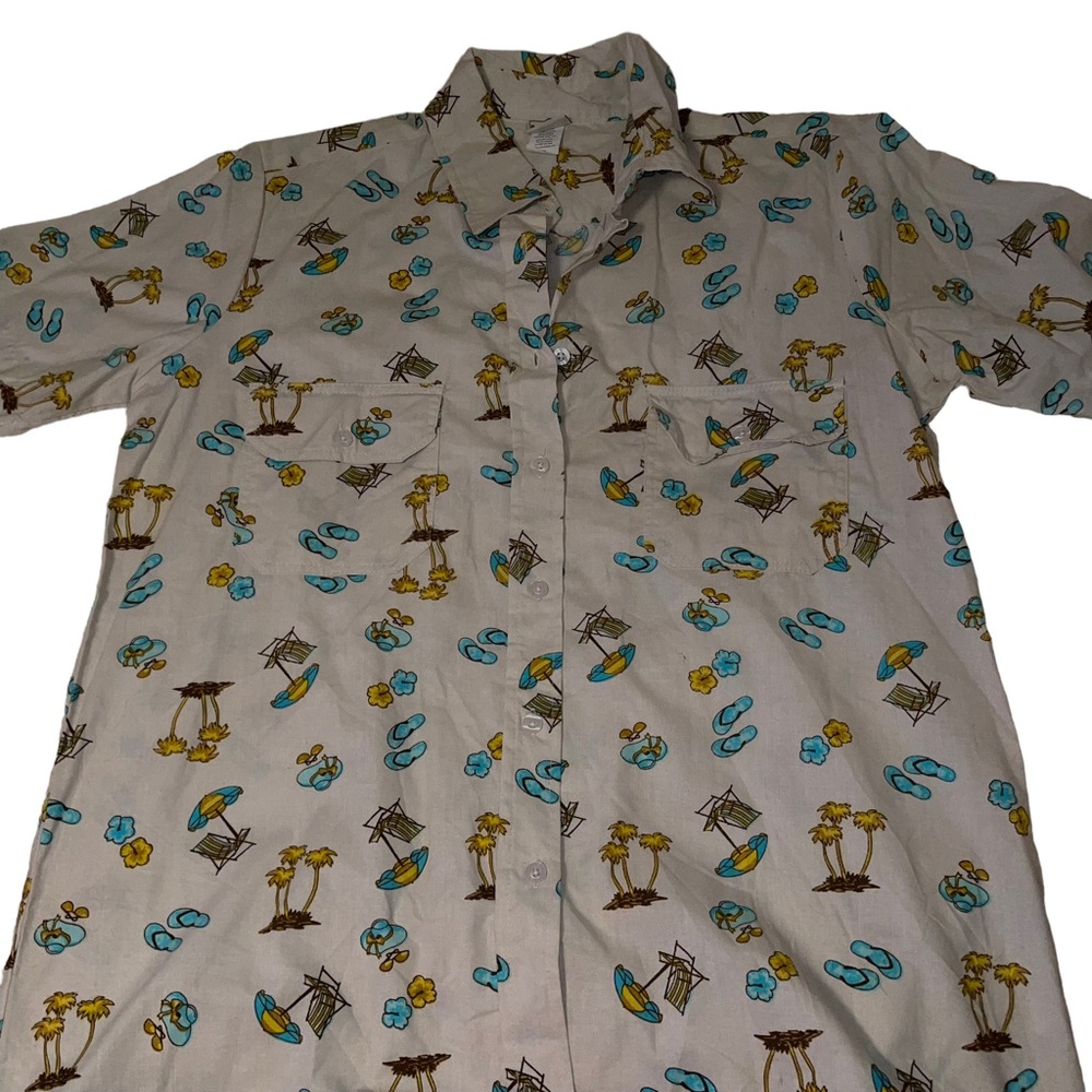 Boca Bay Men’s Button Down Short Sleeve Shirt Size Large Beach Shirt Cotton/poly